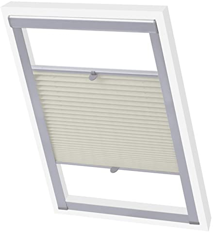 Plissee Cremeweiß SK08, CIADAZ Dachfenster Rollo, Sichtschutz Fenster, Fensterrollo, Verdunklungsplissee, Plissee Verdunklung, Plisseerollo