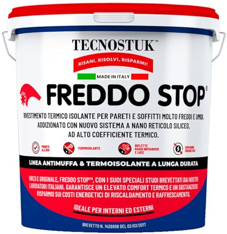 Eurocali Freddo Stop Tecnostuk lt.1 Rivestimento Termico Traspirante per Interni ed Esterni Made in Italy - Termoisolante per Muri Molto Freddi Freddostop