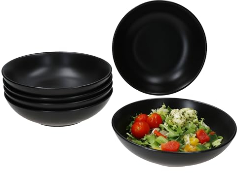 MamboCat Panther Set di 6 piatti fondi neri I 420 ml I piatti in gres opaco per 6 persone I piatti per insalata, zuppa, cereali, pasta & Co. I piatti per colazione, pranzo e pane da sera