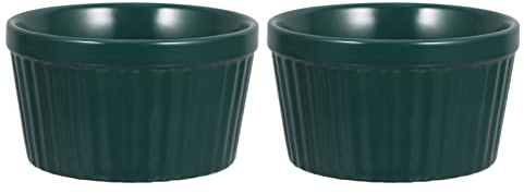 Ramekins de cerámica Platos de porcelana: Tazas para hornear natillas de postre 2 piezas Tazones redondos de taza de pudín de cerámica Ramekins Utensilios para hornear para hornear Servir crema brulée