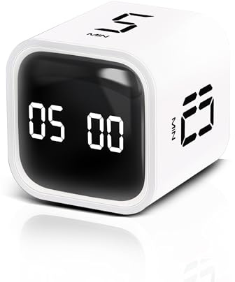 VEWINGL Cube Minuteur de productivité, 5/10/30/60 min préréglages + compte à rebours personnalisé, alarme silencieuse/vibrante/sonore, pause et reprise, minuterie de bureau pour travail, étude, tâches