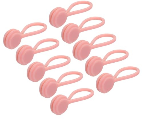 sourcing map Magnetic Cable Clips 4.3 Inch x 0.6 Inch Pink Magnetic Cord Organizer Cable Ties Reusable Twist Ties for Home, Kitchen, Office, 10 Pcs