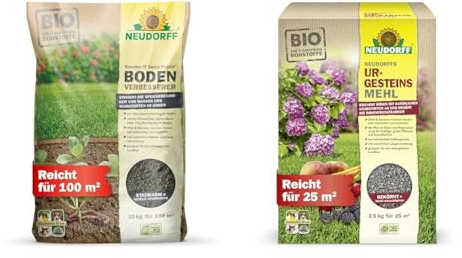 Neudorff Terra Preta & UrgesteinsMehl - Bio-Dünger & Bodenverbesserer mit Bio-Pflanzenkohle & Diabasgesteinsmehl - Natürlicher NPK-Dünger für alle Böden & Kulturen, 2,5 kg für 25 m²
