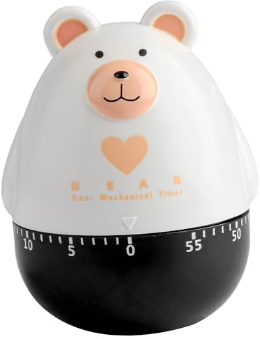 Thyonta Bear Clockwork Timer Cartoon Animal Kitchen Reminder Timer Suitable for Children's Gifts Kitchen Cooking Children Learning