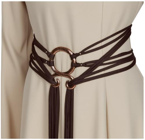 Joukavor Viking Troll Cross Belt Medieval Rope Belt Norse Witch Cosplay for Women (Brown)