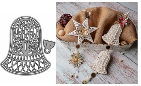 Sredwtk Weihnachtsanhänger 3D Klingelnde Glocke Stanzschablonen Weihnachten Sterne Metall Prägeschablonen Stanzformen Schneiden für DIY Karte Sammelalbum Scrapbooking Fotoalbum Deko Cutting Dies