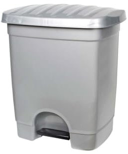 DRW Poubelle grise argentée à pédale de 25 litres 34 x 30 x 41 cm