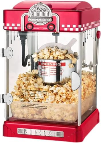 GWWBD Small Fully Automatic Popcorn Popper Maker, Commercial and Household Popcorn Machine, for Kids Parties Home Cinema(Color:Red)