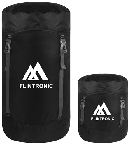 flintronic Kompressionssäck, 25 l, lätt vattentålig kompakt sak-säck, förvaringsväska, sovsäck saker säck med ripstop-tyg för camping, vandring, resor