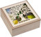Optyuwah Boîte à thé, boîte de rangement en bois, pour sachets de thé sucre capsules de café boîte de conservation avec arbre de vie et couvercle en verre