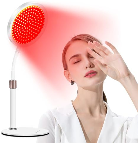 Hottoerak Rotlichtlampe, 100LEDs Infrarotlampe mit Sockel, 940nm & 850nm & 660nm Rotlichtlampe Therapie mit Timer und Schwanenhalsverstellung, Rotlicht Therapie für Linderung von Körperschmerzen