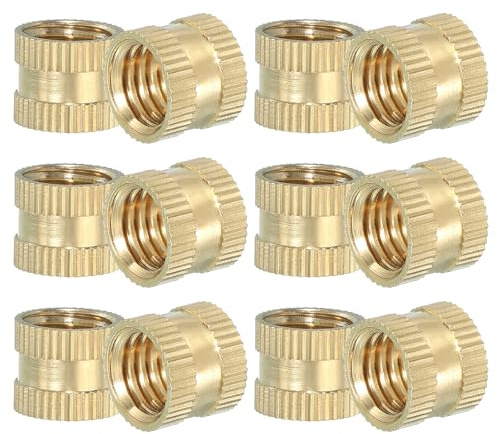 PATIKIL 12 Pcs Écrous Femelles Métriques Filetés M10 (M10x10x12mm) | Insert en Laiton Cannelé pour Composants en Plastique d'Impression 3D