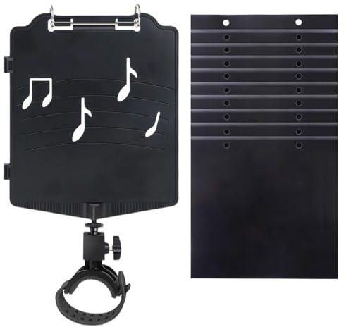 Generico Musiknotenständer, Lightweight Music Book Stand, Adjustable Flute Playing Supplies, Musikinstrument Holder mit 10 Seiten für Trumpet, Clarinet, Oboe, ABS, Iron, 22,5 x 17,5 x 5 cm