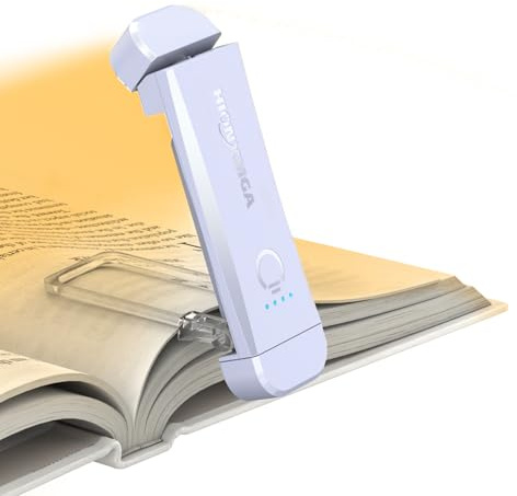 HIONXMGA Lampe de Lecture Rechargeable,Liseuse Lampe Clip au Lit,3 Couleurs Protection des Yeux & Dimmable Sans Palier,Compacte et Durable,Cadeaux pour Lecteurs de Livres,Lilas Clair