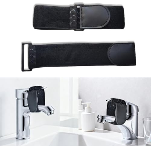 Protezione per Bambini, Impedisce ai Bambini di Aprire il Rubinetto, Sicurezza dell'Acqua per Bambini, Banda Elastica in Velcro, Rubinetto, Per Cucina, Bagno (2 Pezzi, Nero, 5 * 30 cm)