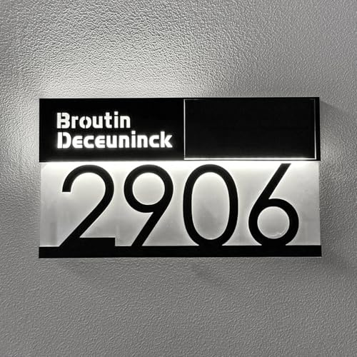 Letrero solar personalizado con números de casa para iluminación exterior, placa de puerta moderna, placa de dirección iluminada con LED, números de casa iluminados con láser 3D, letreros de dirección