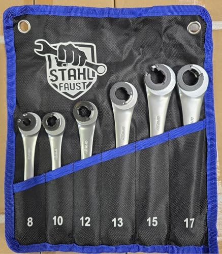 Stahl-Faust Offene Ratschen Schlüssel Bremsleitung Schlüssel Set 6-tlg.