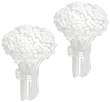 SDKZBFC 200 Pack Cable Ties, 100 x 2.5 mm White Self-Locking Nylon Zip Ties | Durable self-locking nylon ties organise cables neatly, ideal for home, office, electronics, repairs and DIY projects.