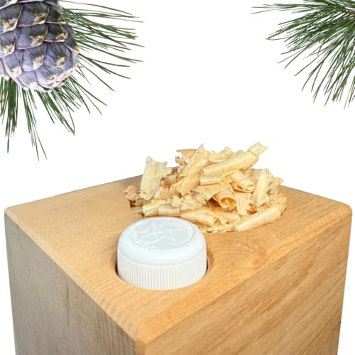 ZirbenShop ZirbenWürfel Duft-Set | Zirbenholz-Würfel mit Motiv und Tropfstruktur + Zirben-Öl (5ml ml) | Duftspender aus Holz