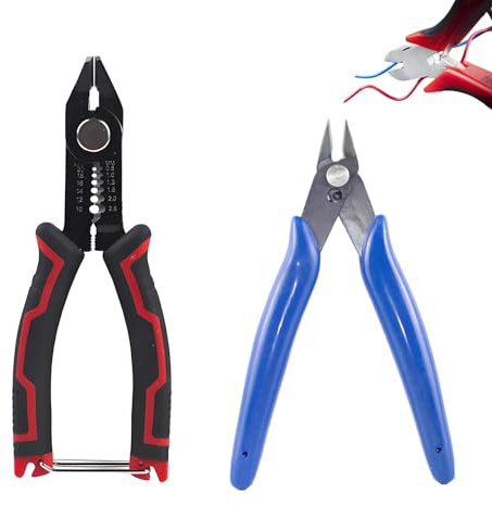 2 Pcs Wire Strippers Electrical, 3 in 1 Wire Cutters Heavy Duty Cable Stripper Tool Ultra Sharp Side Cutter Clippers, Wires Crimping Tool Pressure Electricians Tools for Electrical Repair Appliance