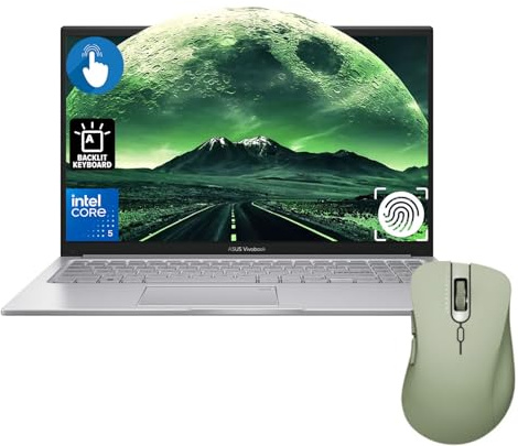 ASUS Ordinateur portable Vivobook 15, écran tactile FHD+ de 15,6 po, Intel Core 5 120U, 16 Go de RAM, 1 To SSD, empreintes digitales, KB rétroéclairé, HDMI, Wi-Fi 6, Windows 11 Home, argent, ensemble