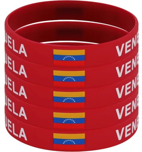 Casiler 5 Pezzi Braccialetti Sportivi in ​​Silicone con Bandiera Nazionale del Venezuela, per Uomo E, con Elastico, Accessorio di Moda