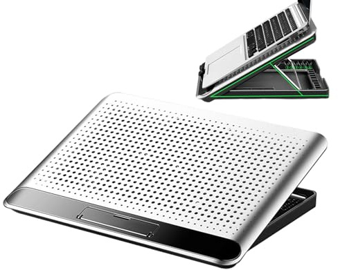 Laptop Fan Cooling Pad, Adjustable Quiet Cooler Base, Quiet Aluminum Alloy Computer Laptop Stand With Fan, for Keyboard, Phone, Tablet, Book, Home, Workplace, Dorm, Apartment