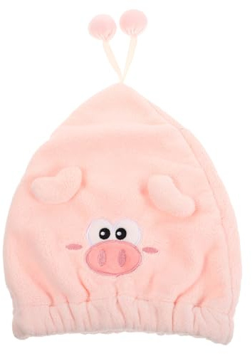 Cartoon Haartrockenhaube für Damen und Mädchen aus Korallenvlies Rosa | Saugfähig und Leicht, Bequemer Sitz, Schnelltrocknend, Niedliches Design für Waschen und Trocknen