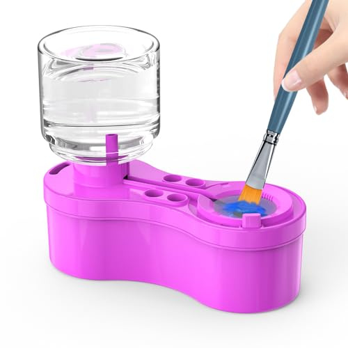 Pulitore per pennelli con tazza di scarico per risciacquo, multifunzione, per la circolazione dell'acqua, per colori acrilici ad acqua con 4 fori in ABS, facile da usare, ideale per pittori, studenti