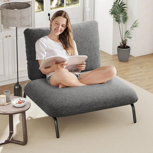COSTWAY Loungefåtölj, Stoppstol med Extra Bred och Djup Sits, Relaxfåtölj som Kan Belastas upp till 250 Kg, Fåtölj för Vardagsrum, Sovrum och Kontor, 92 x 97 x 82 Cm, Grå