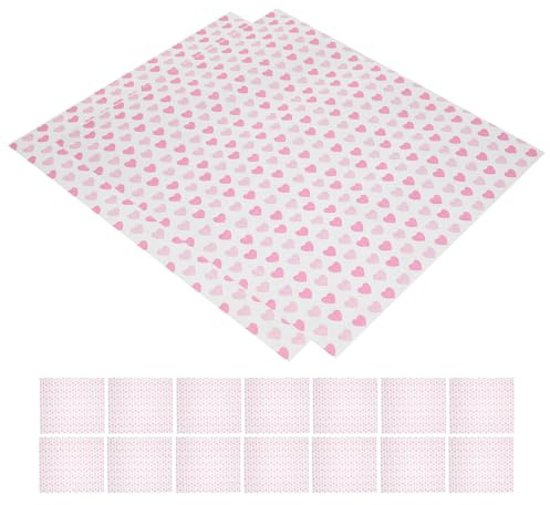 Warmhm Papier d'Emballage Alimentaire Anti-Huile 50 Feuilles Motif Cœur, Papier Sulfurisé pour Emballage Nougat, Hamburgers, Sandwichs et Frites, Résistant et Imperméable, la Cuisine et