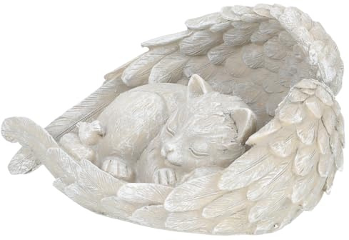 BESPORTBLE Pierre Commémorative pour Animaux en Céramique, Statue Ange Chat Ornement Funéraire pour Jardin, Présent Mémorial pour Propriétaires de Chats
