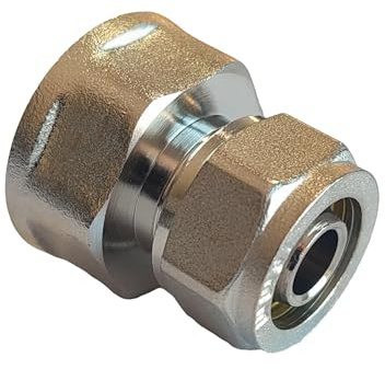SKIR'CO 1 pieza Conector de tubería de latón de 16 mm x 3/4, conexión de compresión recta niquelada, rosca hembra