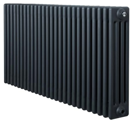 Radiatore Tradizionale a 4 Colonne 600 x 1190 mm Orizzontale Acciaio al Carbonio Riscaldamento Centrale Design Classico Antracite con Kit Fissaggio e Spazzola Pulizia