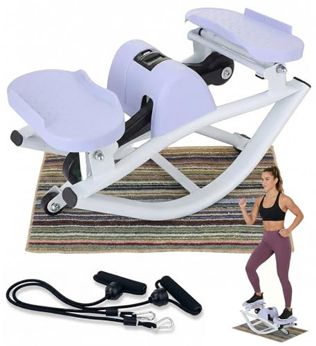 Rock Stepper für Zuhause, Seitliches Schaukeln 3D Bewegung Gelenkschonend Steppers Cardio Fitness für Beine, Gesäß und Hüfte, mit Widerstandsbändern & Antirutschmatte