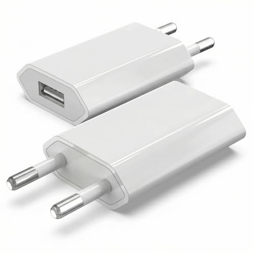 Cargador USB de 2 Unidades, 5V 1A, Enchufe USB y Adaptador de Corriente, Enchufe de Carga Universal Compatible con iPhone, así como con Samsung, Compatible con Huawei y Otros teléfonos Inteligentes.
