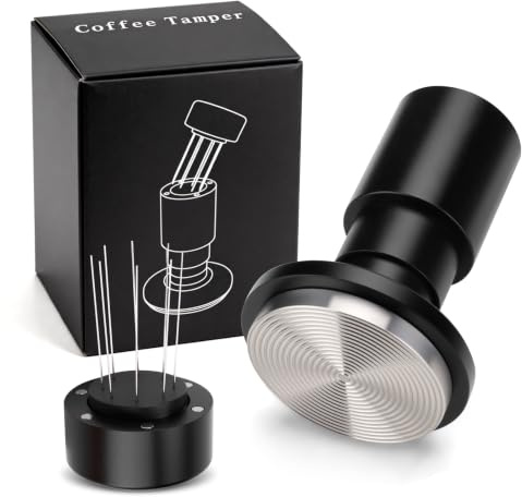 2in1 Espresso Tamper 51 mm Mit WDT Tool, Kaffee Tamper Skalenanpassung | Edelstahl Siebträger Tamper Mit 8-Espresso Nadel Verteilerl Siebträgerzubehör Barista Zubehör Kaffeezubehör Tamper Set