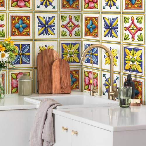 RE-COVERTILES Adesivi Piastrelle Cucina Bagno in PVC 24 Pz 15x15 cm PS00068
