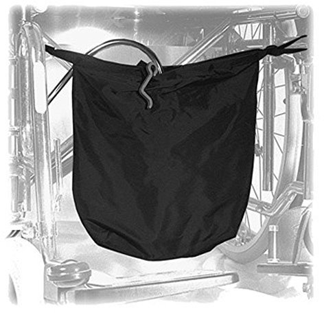 Bolsa de orina grande para silla de ruedas, 30 x 30 cm, discreta y opaca, nailon negro, con velcro