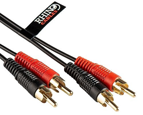 rhinocables 2 Phono to 2 Phono RCA Audio Cable | Dual/Twin Male to Male Splitter, Gold-Plated Connectors for Premium Audio | Compatible with TVs, Speakers, Sound Systems, Home Theatre & More (3m)