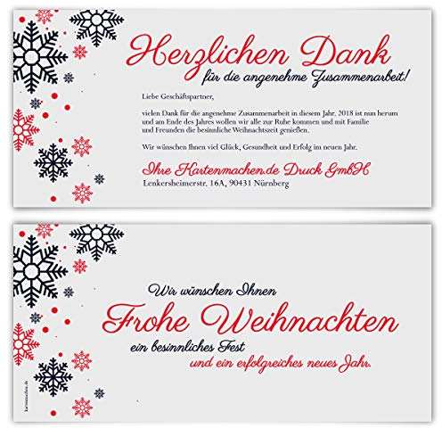 20 x Geschäftliche Weihnachtskarten Grußkarten individuell Weihnachten - Eiskristalle