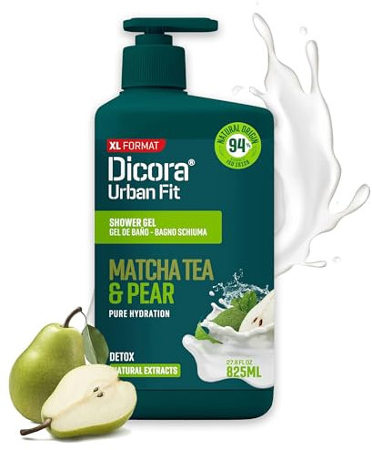 Dicora Urban Fit | Gel de Ducha Purificante Detox Té Matcha & Pera | Gel de Baño Suave e Hidratante | Minerales y Vitaminas para la piel |Tamaño 825 ml