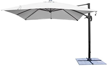 milani home - Ombrellone 3x4 Da Giardino Luce Incorporata Con Palo Decentrato Laterale A Braccio Dotato Di Led Colore Grigio