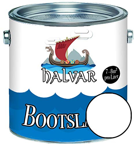 Halvar 2-K SEIDENMATT Yachtlack Weiß/Grau/Schwarz RAL 9001-9018 Bootslack für GFK/Polyester/Kunststoff 2-Komponenten Lack inkl. Härter (1 L, RAL 9010 Weiß)