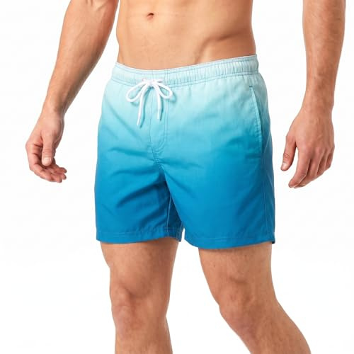 RIPT Short de Bain Homme Séchage Rapide – Boardshort avec Doublure Mesh, Protection UV50, Short Plage Natation Surf Vacances Été (Bleu Dip Dye, S)