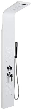 Sistema Pannello Doccia, 5 Modalità Doccia, colonna spazzolata, effetto pioggia, doccetta a mano, massaggio, cascata-7 * 20 * 140 cm - bianco