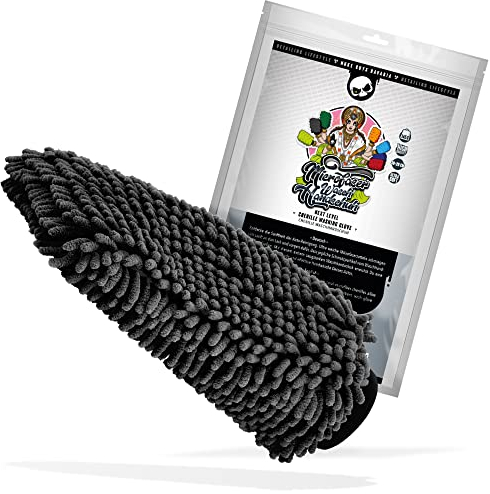 Nuke Guys Guanto in ciniglia XL per il lavaggio dell'auto in microfibra ultra morbida, in microfibra per il lavaggio dell'auto senza pelucchi e graffi, colore nero