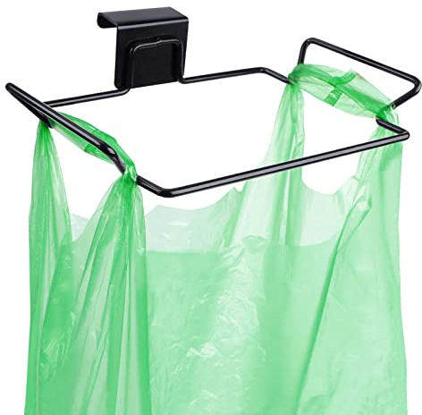 OYSIR Soporte grande para bolsas de basura de acero inoxidable para armarios de cocina, puertas y armarios, color negro