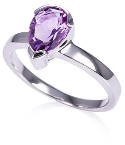 namana 925 Sterling Silber Amethyst Ring für Damen, Sterling Silber Ring mit einem natürlichen Amethyst Edelstein, Silberringe für Frauen mit birnenförmigen Amethyst Edelsteinen