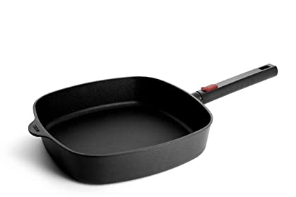 Woll Diamond Logic XR Gusspfanne, viereckig - Induktiv -, 28 cm x 28 cm, 6.5 cm hoch, mit abnehmbarem Stiel - Geeignet für alle Herdarten, Aluminiumguss, Antihaft-Versiegelung, backofenfest, schwarz